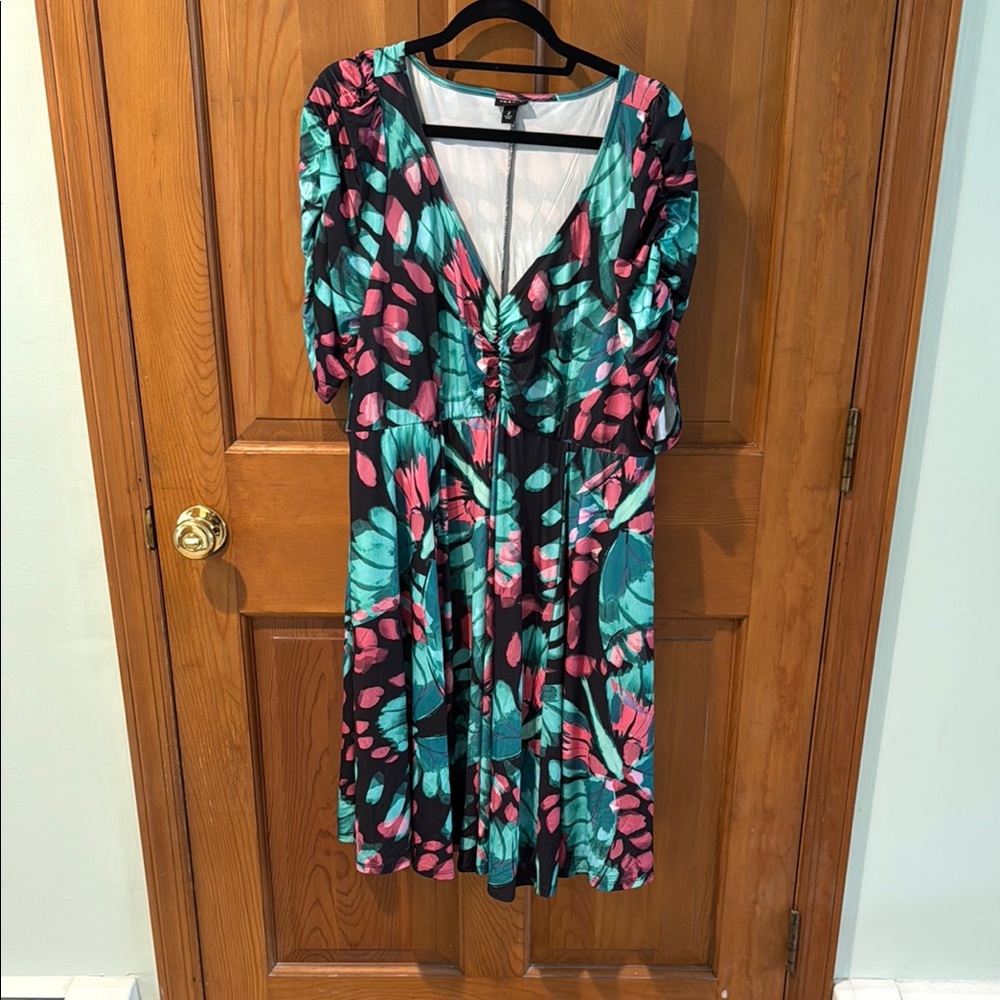 Torrid Floral Midi Dress - Black, Pink, Green